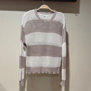 Z Supply Striped Crew Neck Sweater - Cream and Brown